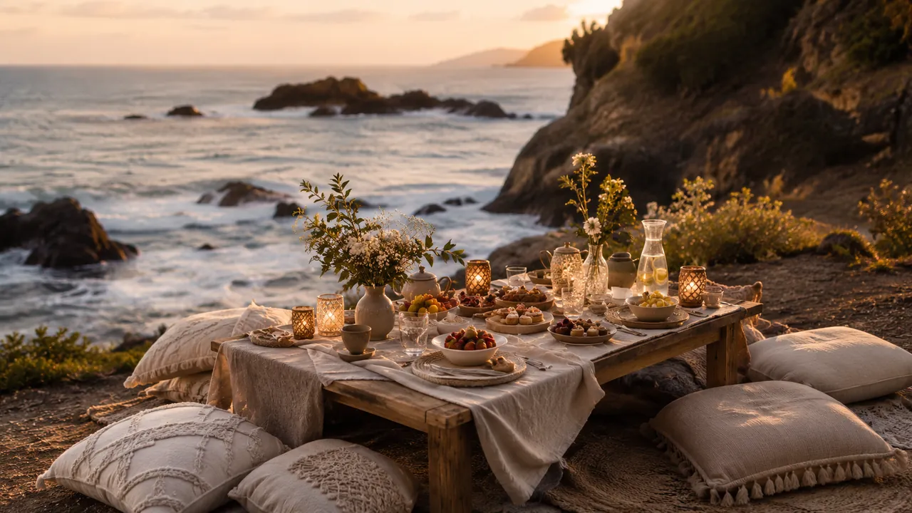 Picnic with a cliffside ocean view in Madeira